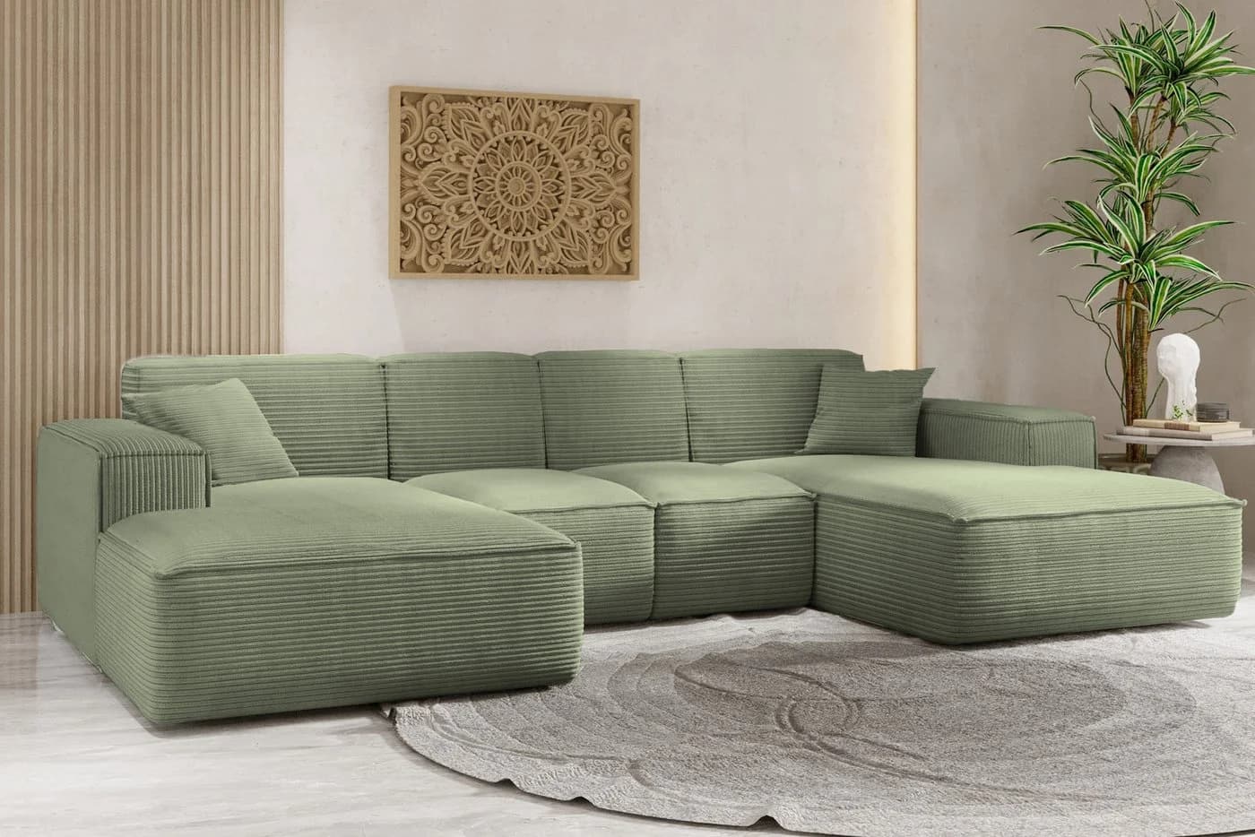 Kaiser Möbel Ecksofa Siena U-Form HR-Schaum 4 Stoffoptionen - Bild 2