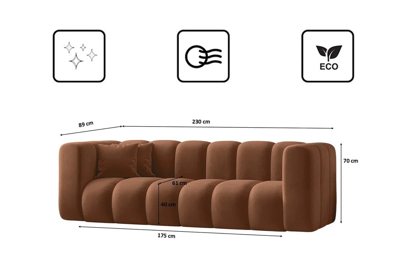 Kaiser Möbel Sofa Grand 3-Sitzer Modular Salvador & Haga Braun - Bild 3