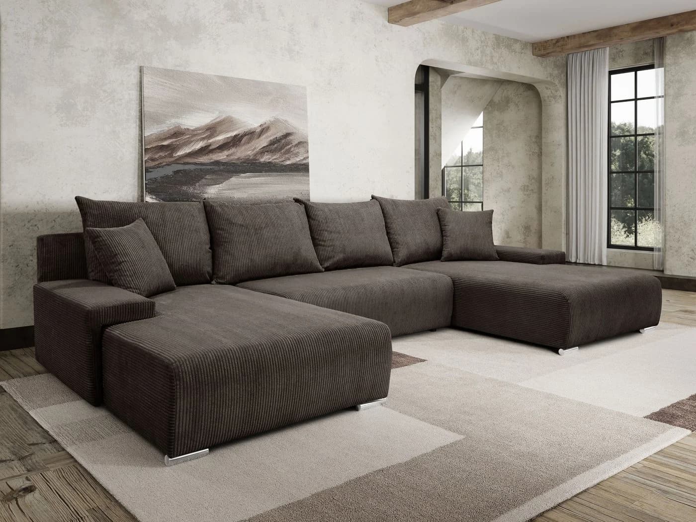 Kaiser Möbel Ecksofa Livorno U in Braun mit Schlaffunktion und Bettkasten - Bild 2