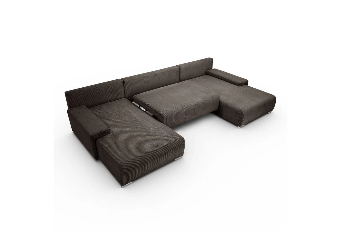 Kaiser Möbel Ecksofa Livorno U in Braun mit Schlaffunktion und Bettkasten - Bild 4