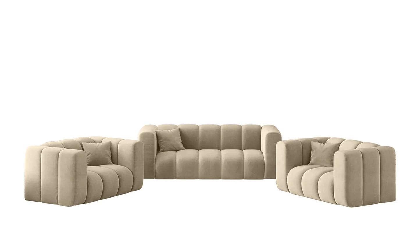 Kaiser Möbel Loungeset Sofagarnitur 2+1+1 Serie Grand Beige