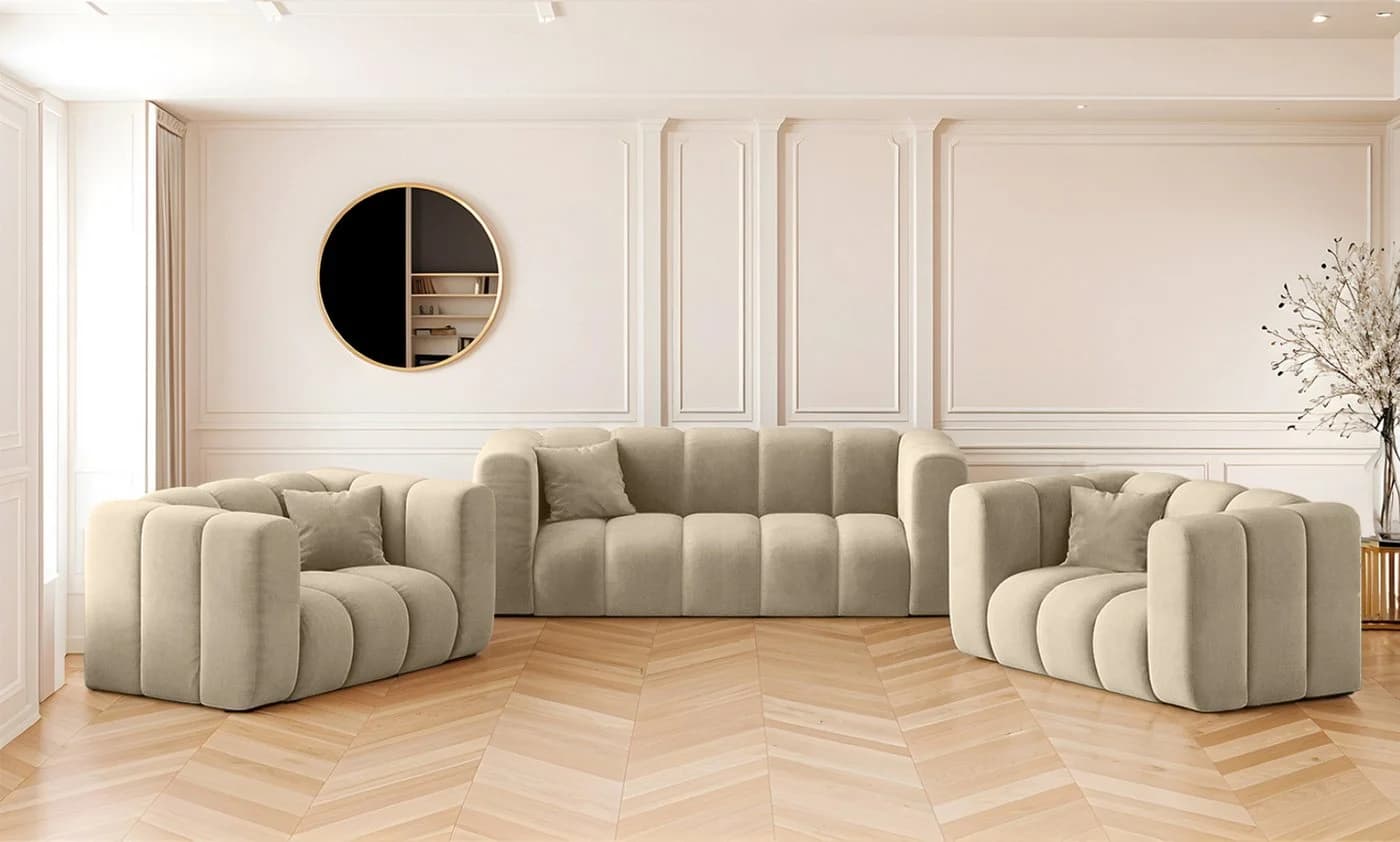 Kaiser Möbel Loungeset Sofagarnitur 2+1+1 Serie Grand Beige - Bild 2