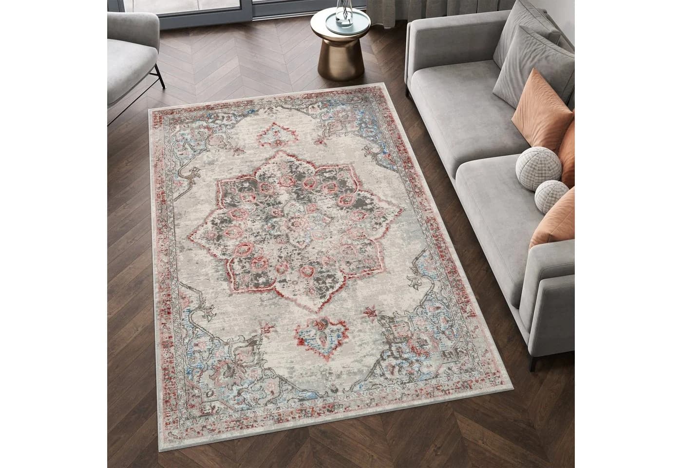 Tapiso Teppich RETRO Kurzflor Grau