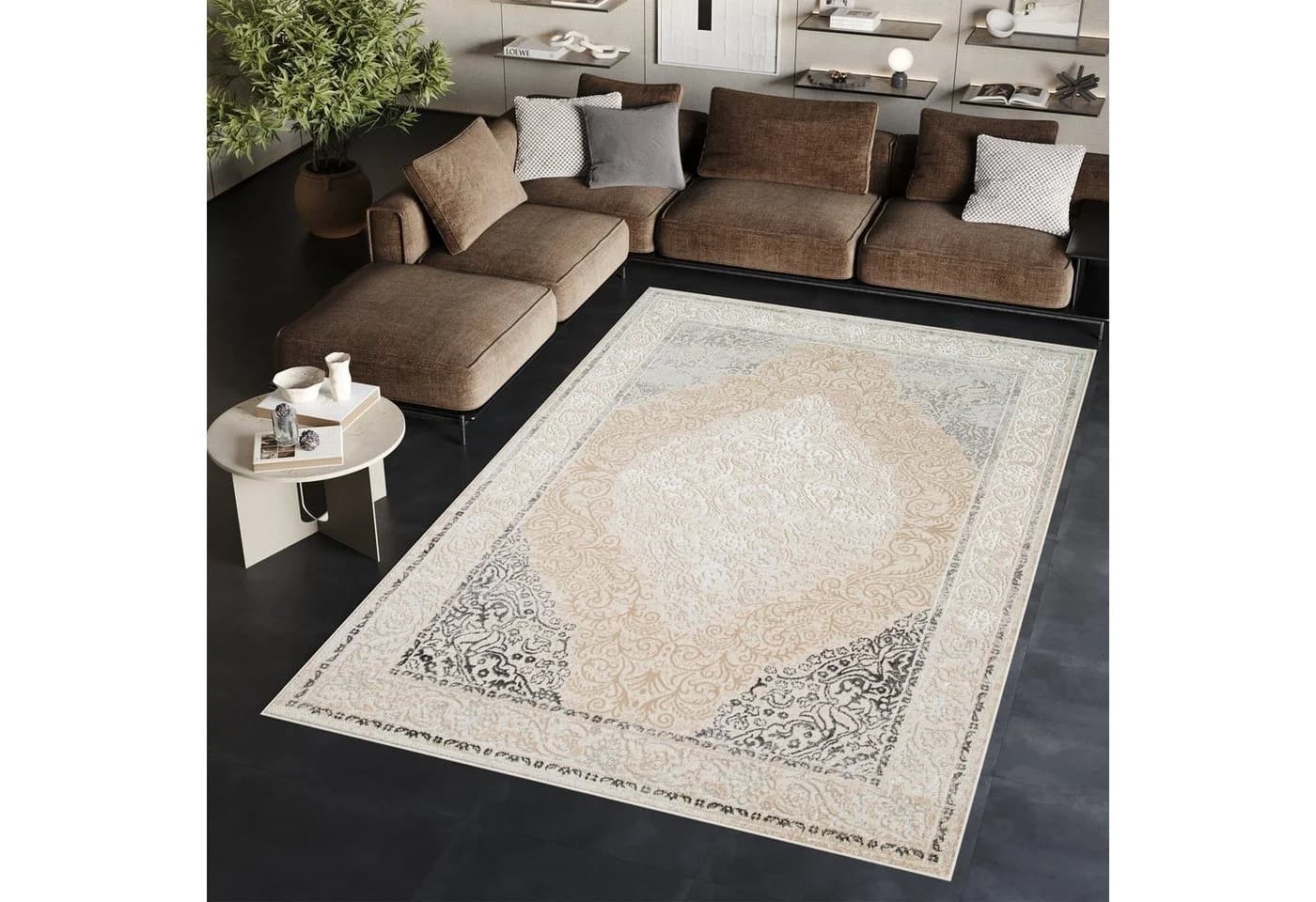 Tapiso Teppich ARES Rechteckig Grau Beige 8mm Flor