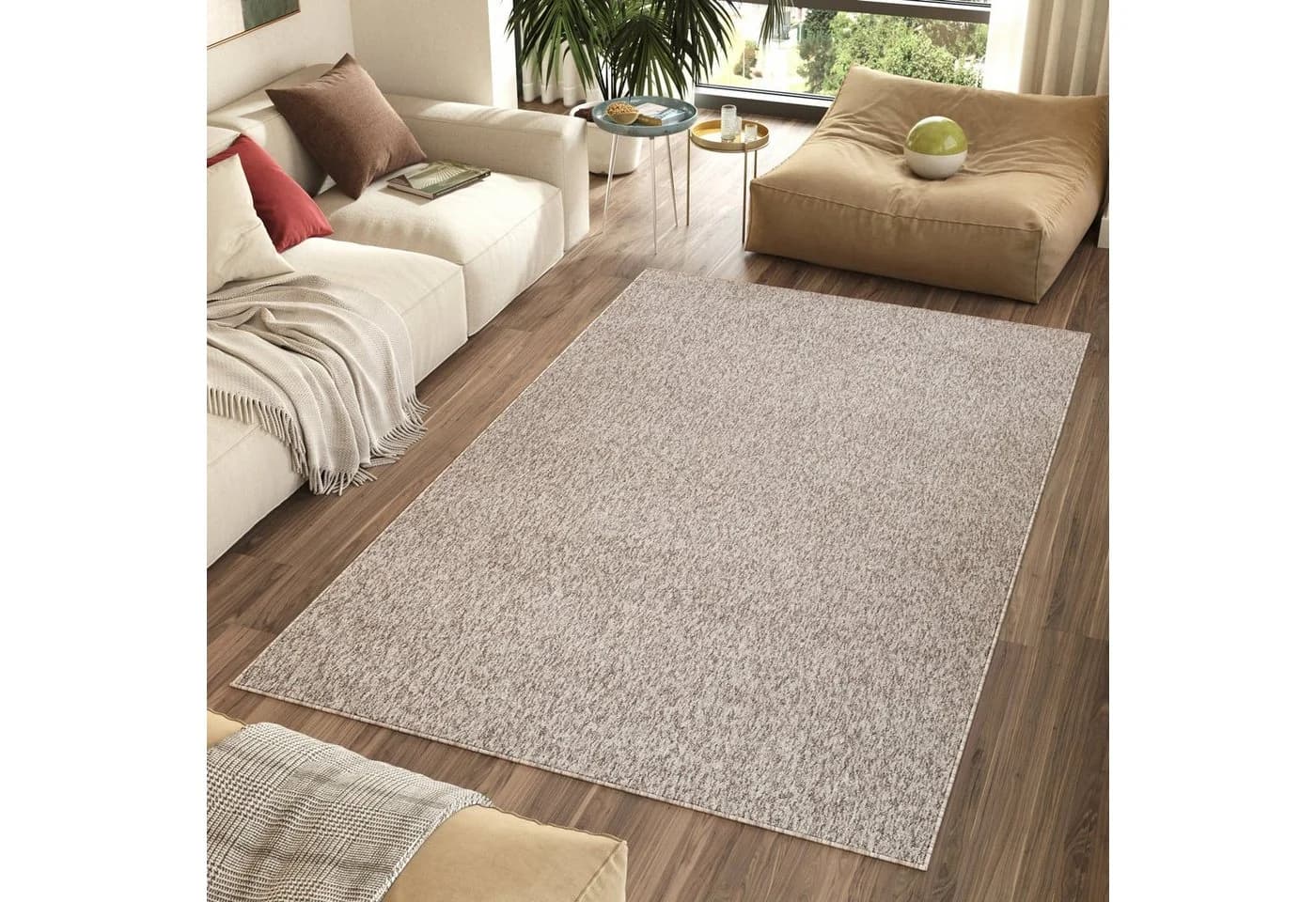 Tapiso Teppich NIZZA Beige Creme Kurzflor