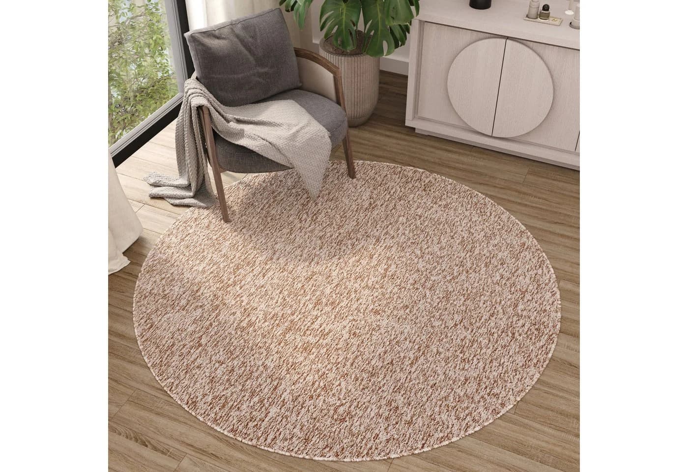 Tapiso Teppich NIZZA Rund 6 mm Wohnzimmer Schlafzimmer Einfarbig