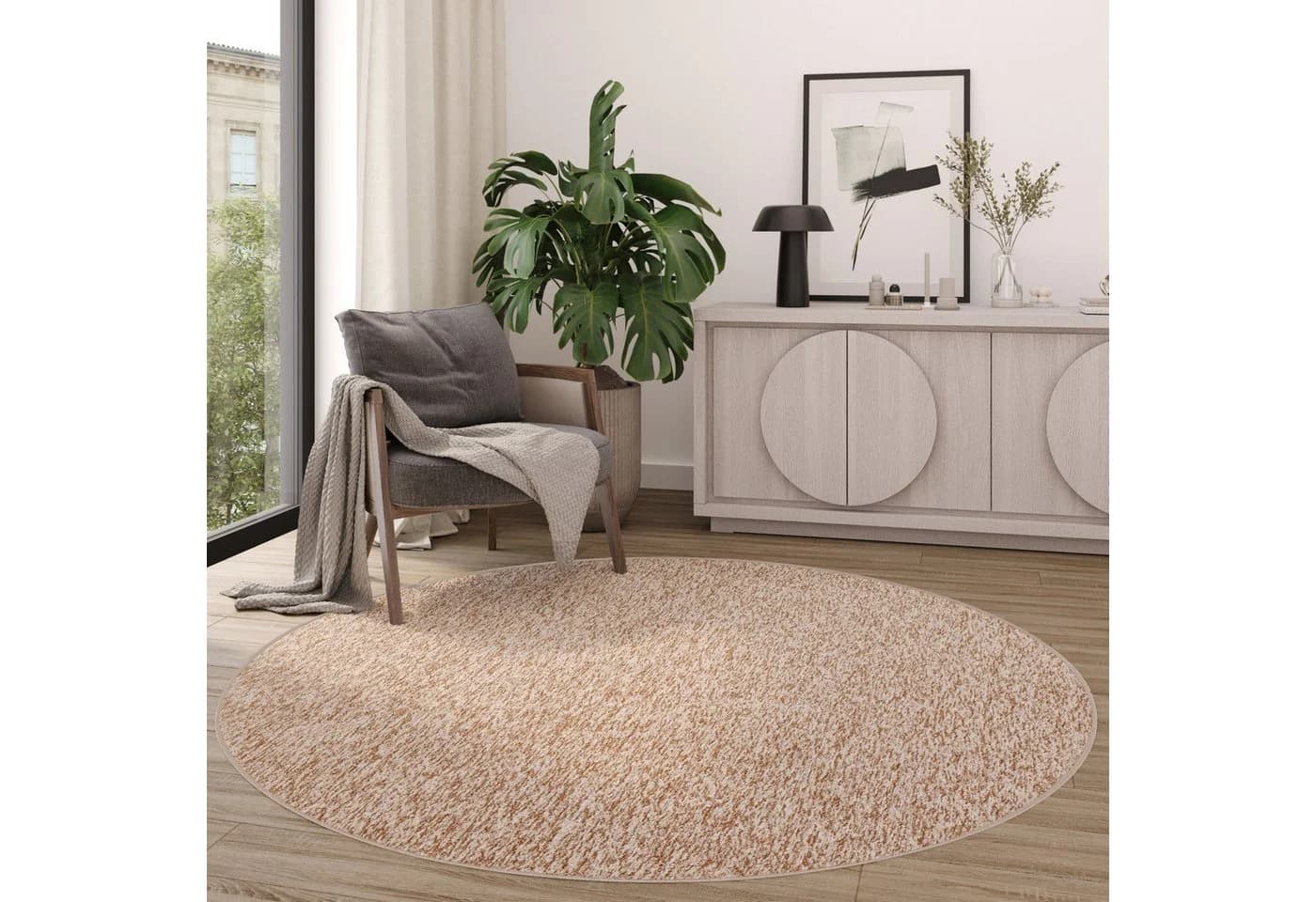 Tapiso Teppich NIZZA Rund 6 mm Wohnzimmer Schlafzimmer Einfarbig - Bild 3