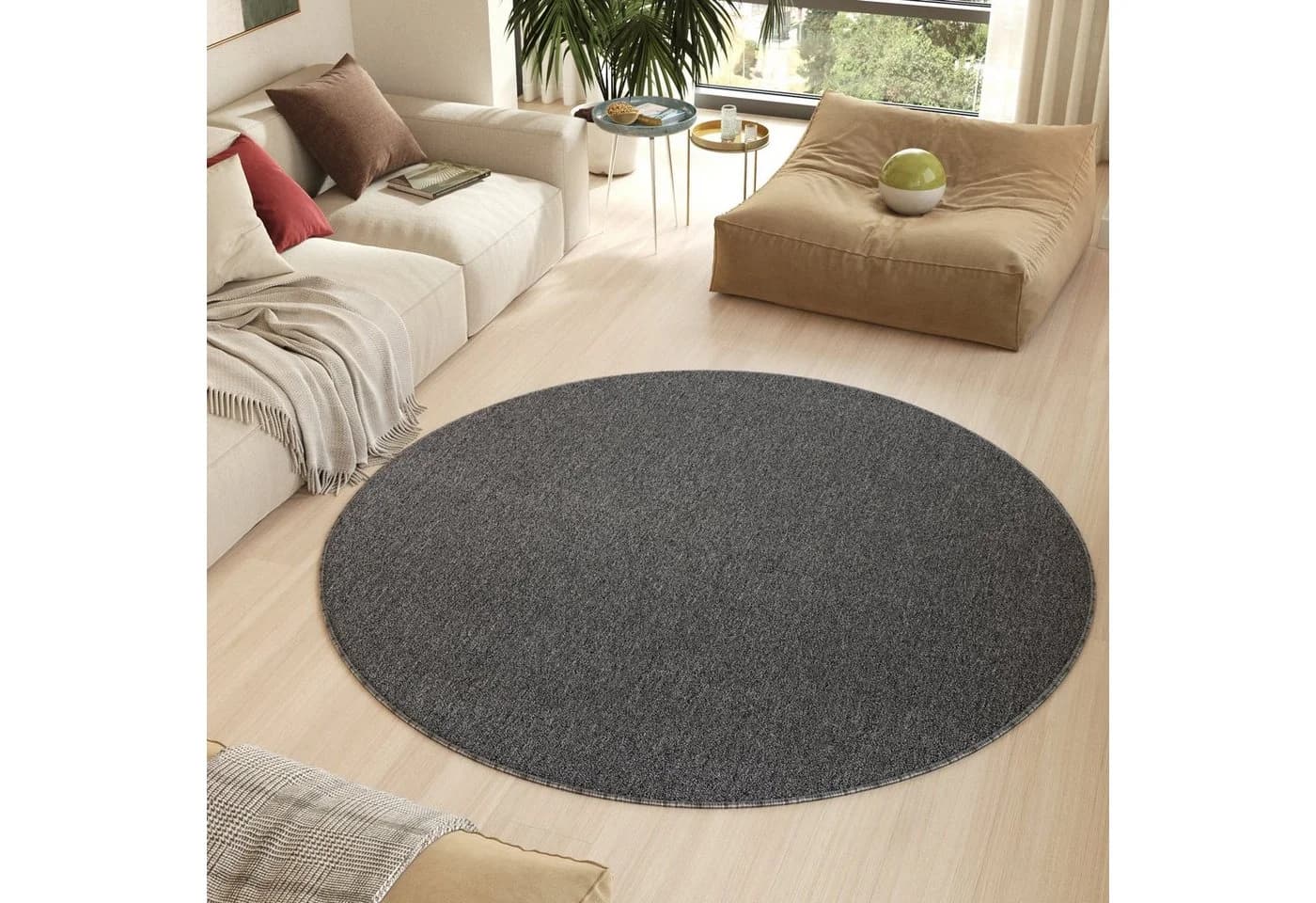 Tapiso Teppich NIZZA Rund Einfarbig Kurzflor - Bild 4
