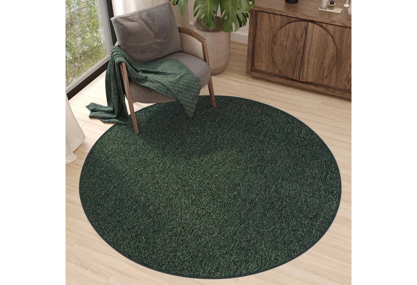 Tapiso Teppich NIZZA Rund Einfarbig 6 mm Wohnzimmer Schlafzimmer