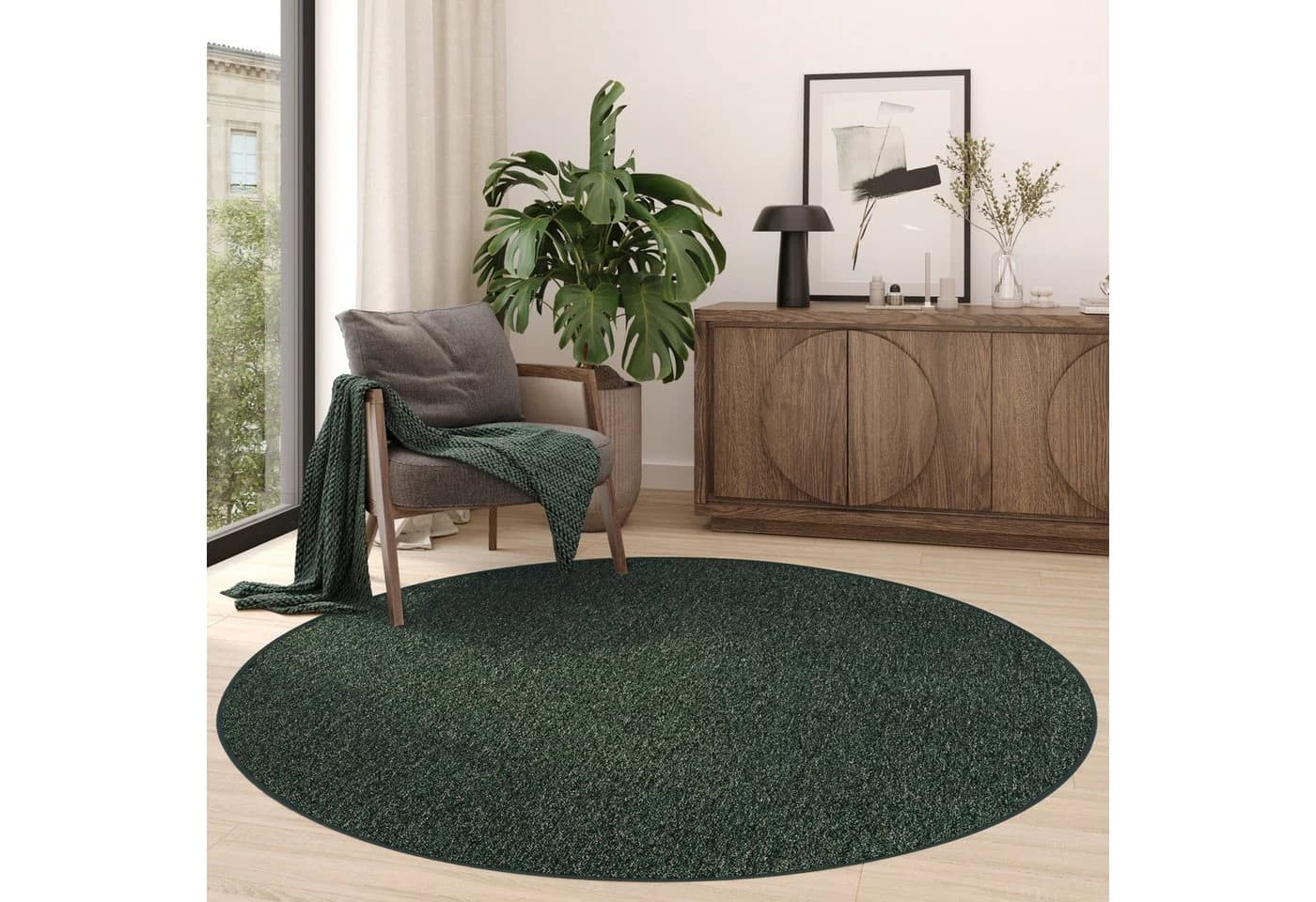 Tapiso Teppich NIZZA Rund Einfarbig 6 mm Wohnzimmer Schlafzimmer - Bild 3