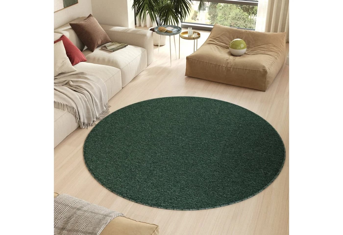 Tapiso Teppich NIZZA Rund Einfarbig 6 mm Wohnzimmer Schlafzimmer - Bild 4