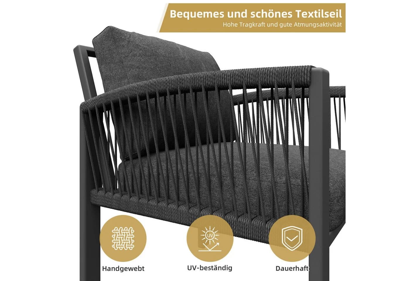 Celya Gartenlounge-Set für 8 Personen Seilwerk Grau - Bild 3