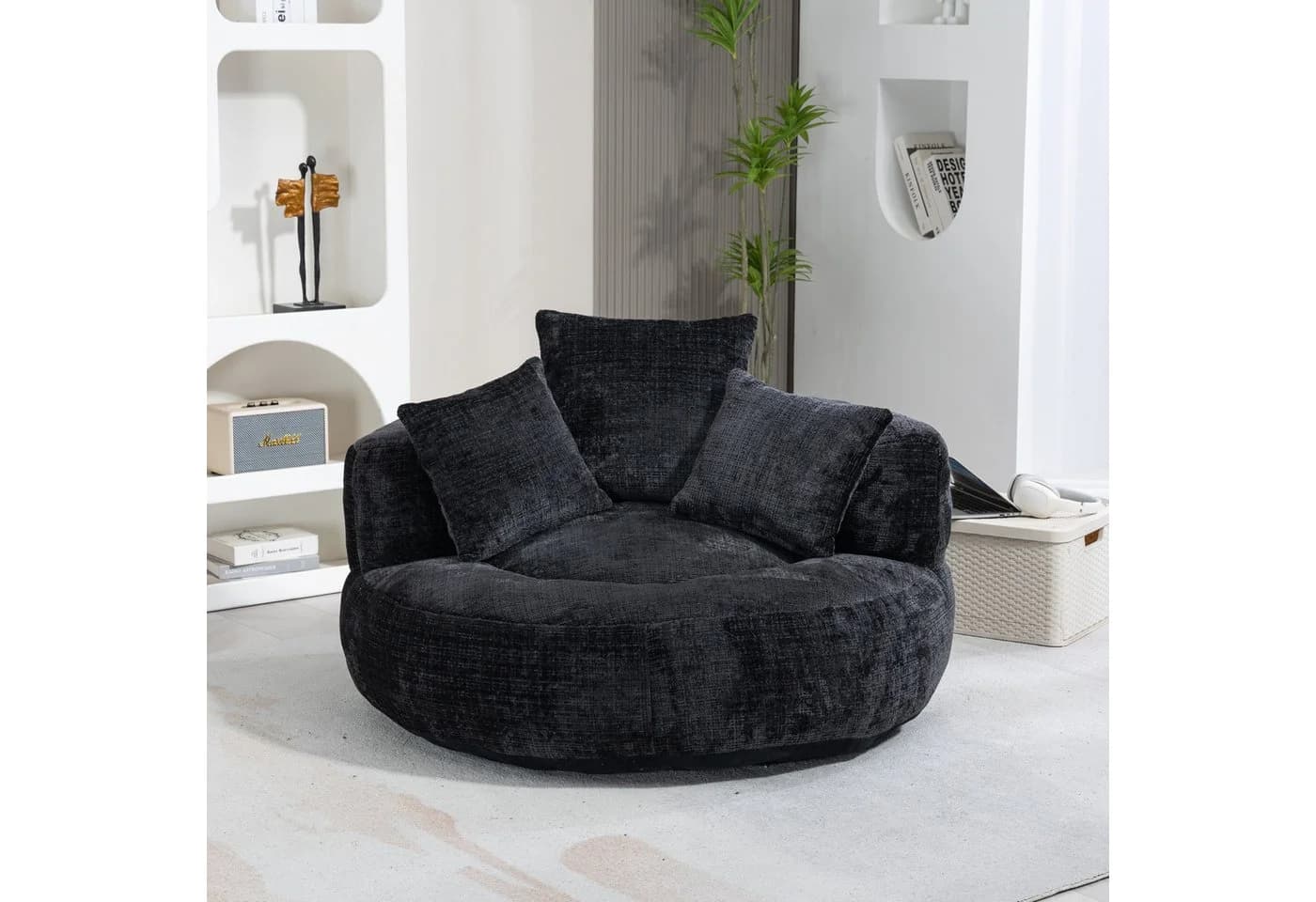 Celya Sitzsack Lazy Sofa Schwarz mit 3 Kissen - Bild 2