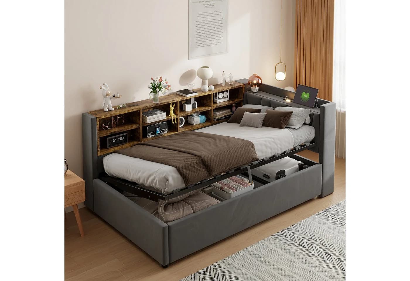 Celya Polsterbett Schlafsofa 90x200 cm Mit Hydraulischem Stauraum - Bild 5