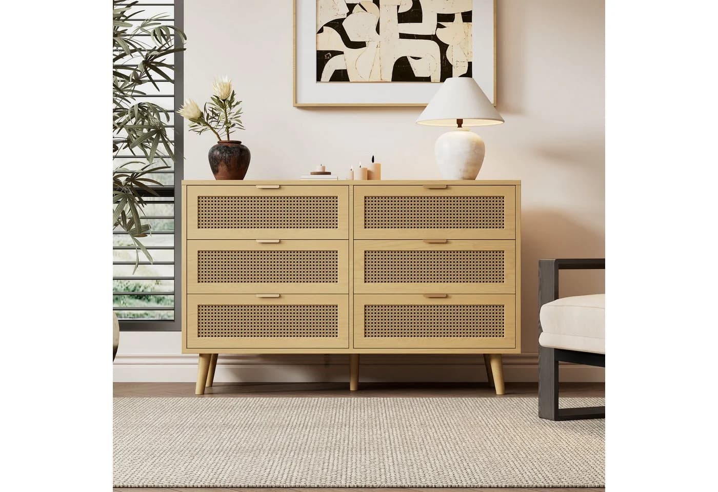 Celya Kommode Sideboard 6 Schubladen Walnuss Holz - Bild 2