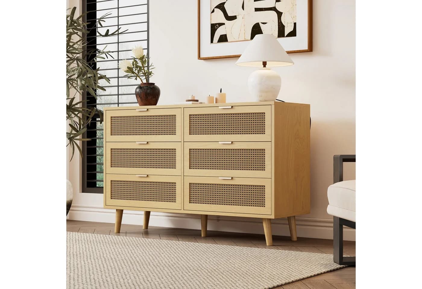 Celya Kommode Sideboard 6 Schubladen Walnuss Holz - Bild 5