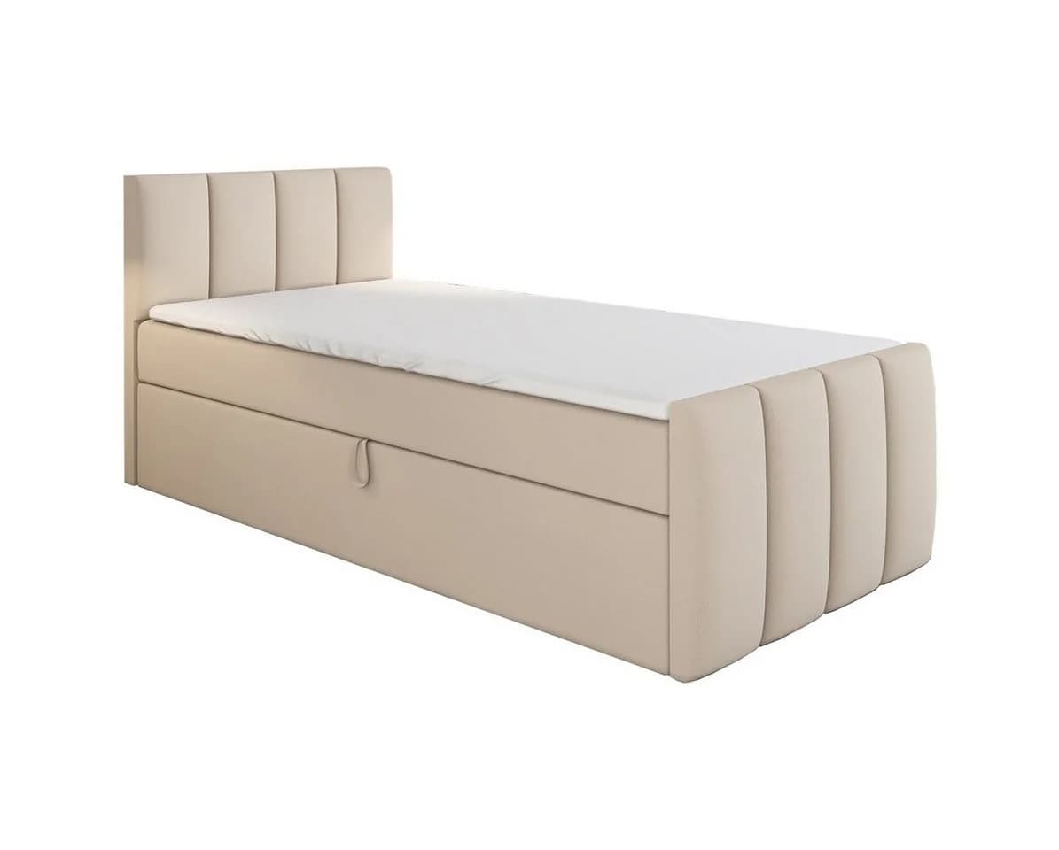 A&J MöbelLand Boxspringbett FUNI mit Bettkasten, Topper & Kopfteil Beige - Bild 2