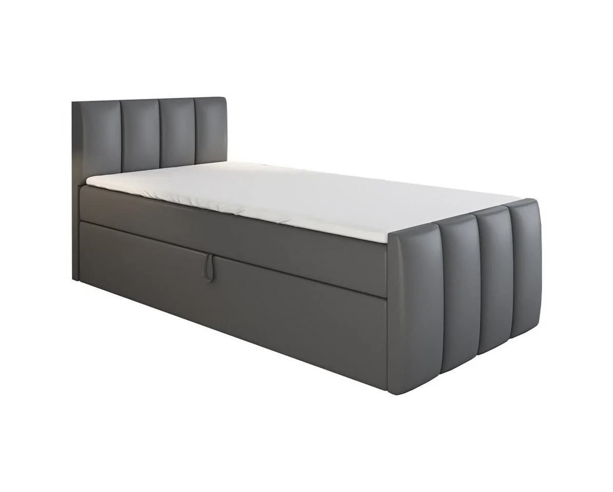A&J MöbelLand GmbH Boxspringbett FUNI mit Bettkasten und Topper grau - Bild 2