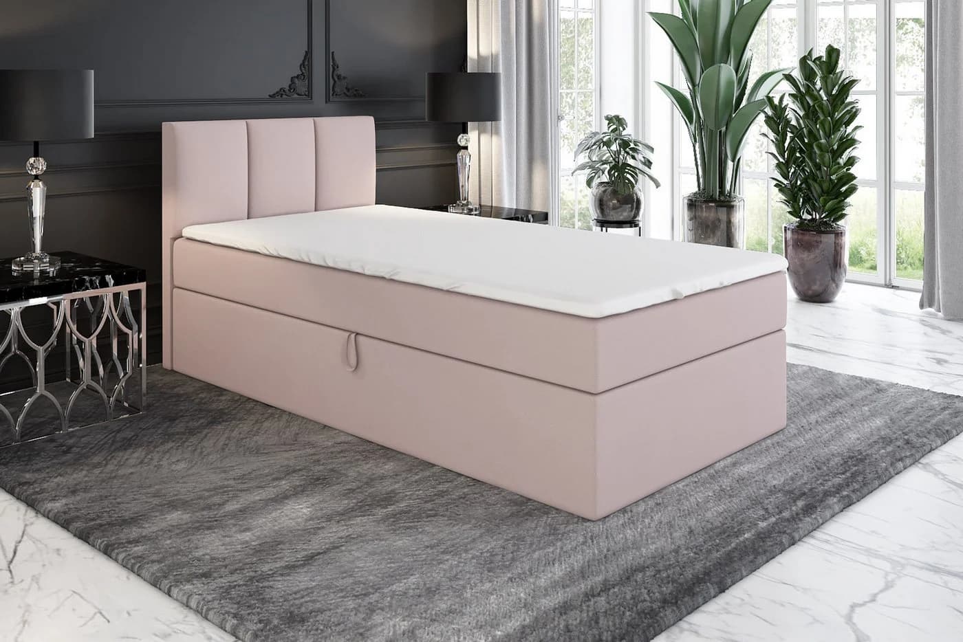 A&J MöbelLand Boxspringbett NASI mit Bettkasten und Topper