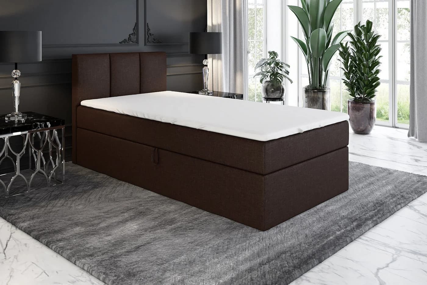A&J MöbelLand Boxspringbett Einzelbett mit Bettkasten & Topper