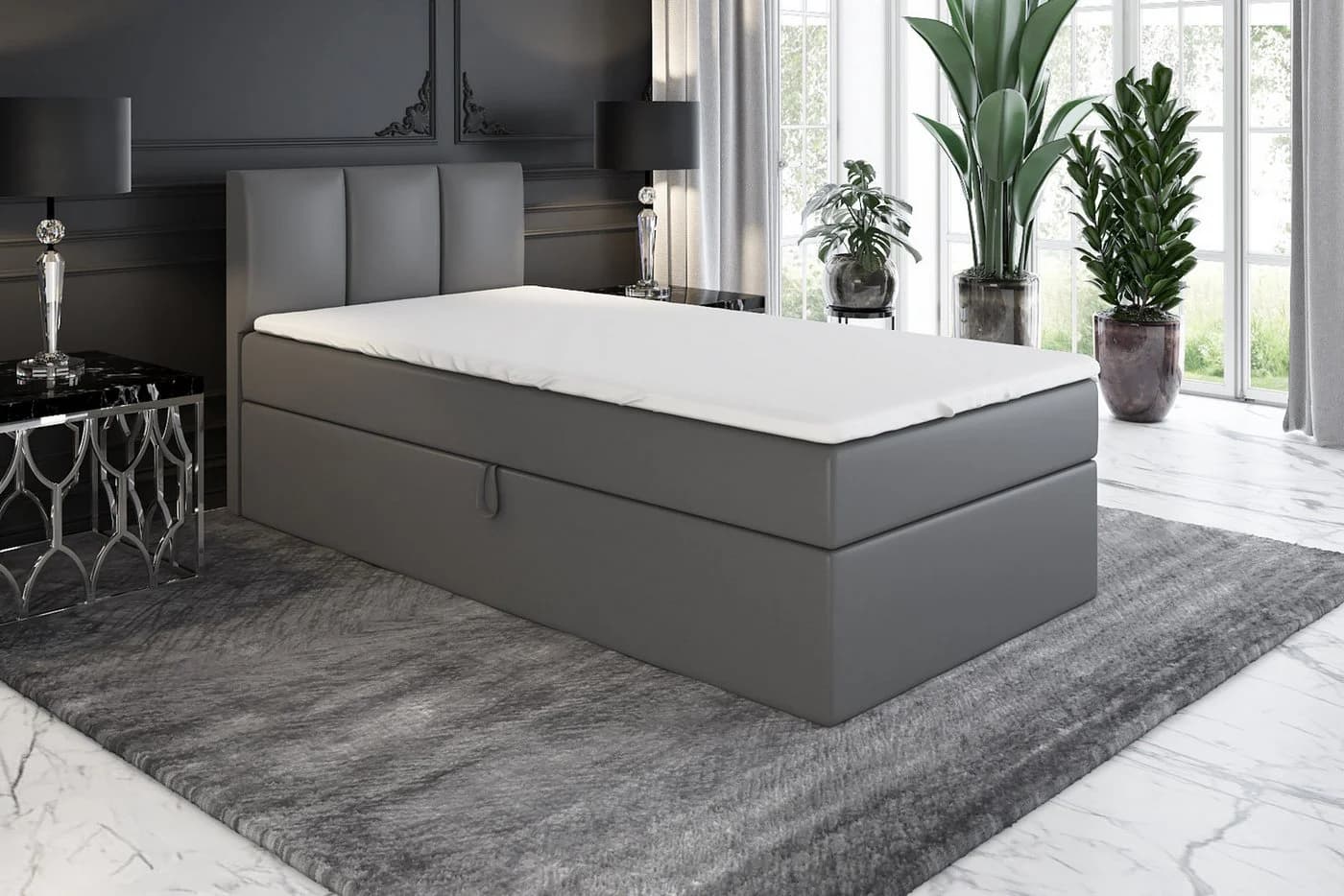 A&J MöbelLand Boxspringbett NASI mit Bettkasten und Topper