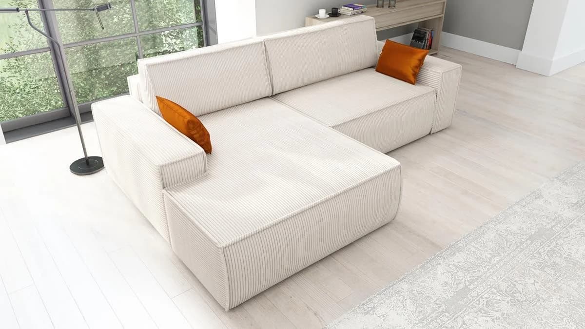 A&J MöbelLand Ecksofa TOR mit Bettkasten und Schlaffunktion Cream - Bild 3