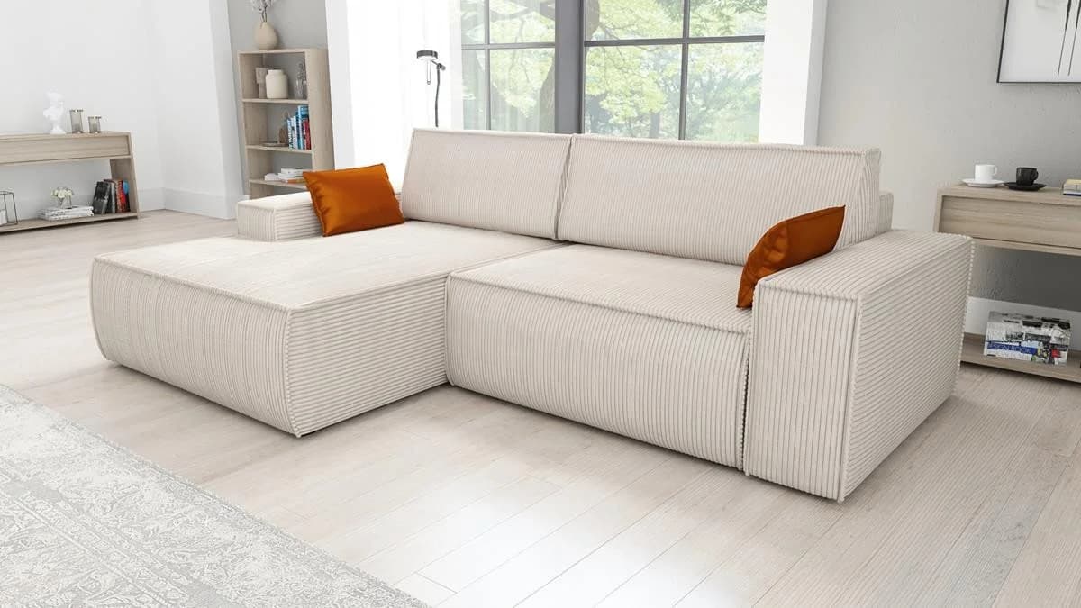 A&J MöbelLand Ecksofa TOR mit Bettkasten und Schlaffunktion Cream - Bild 4