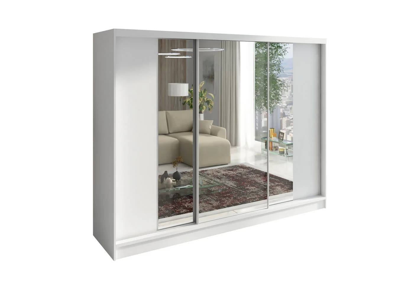 A&J MöbelLand Schiebetürenschrank VIDA 200 cm Weiß mit Spiegeln - Bild 2