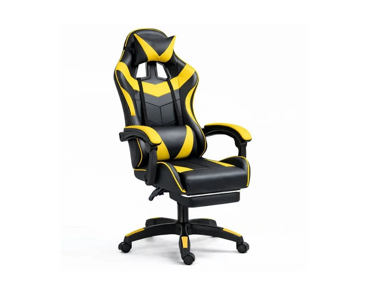 Wisam Gaming-Stuhl mit Fußstütze und Neigungsfunktion Schwarz/Gelb