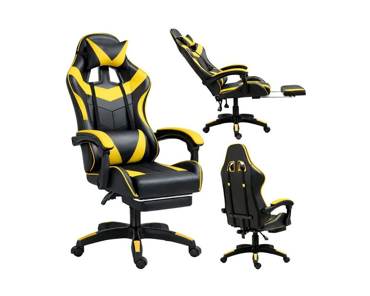 Wisam Gaming-Stuhl mit Fußstütze und Neigungsfunktion Schwarz/Gelb - Bild 2