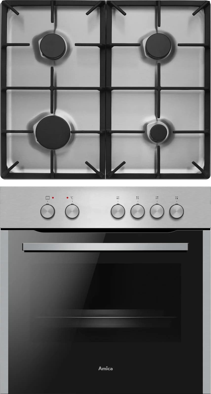 AMICA Gasherd-Set EHEG 933 101 E Silber Energieeffizienz A Gasherd
