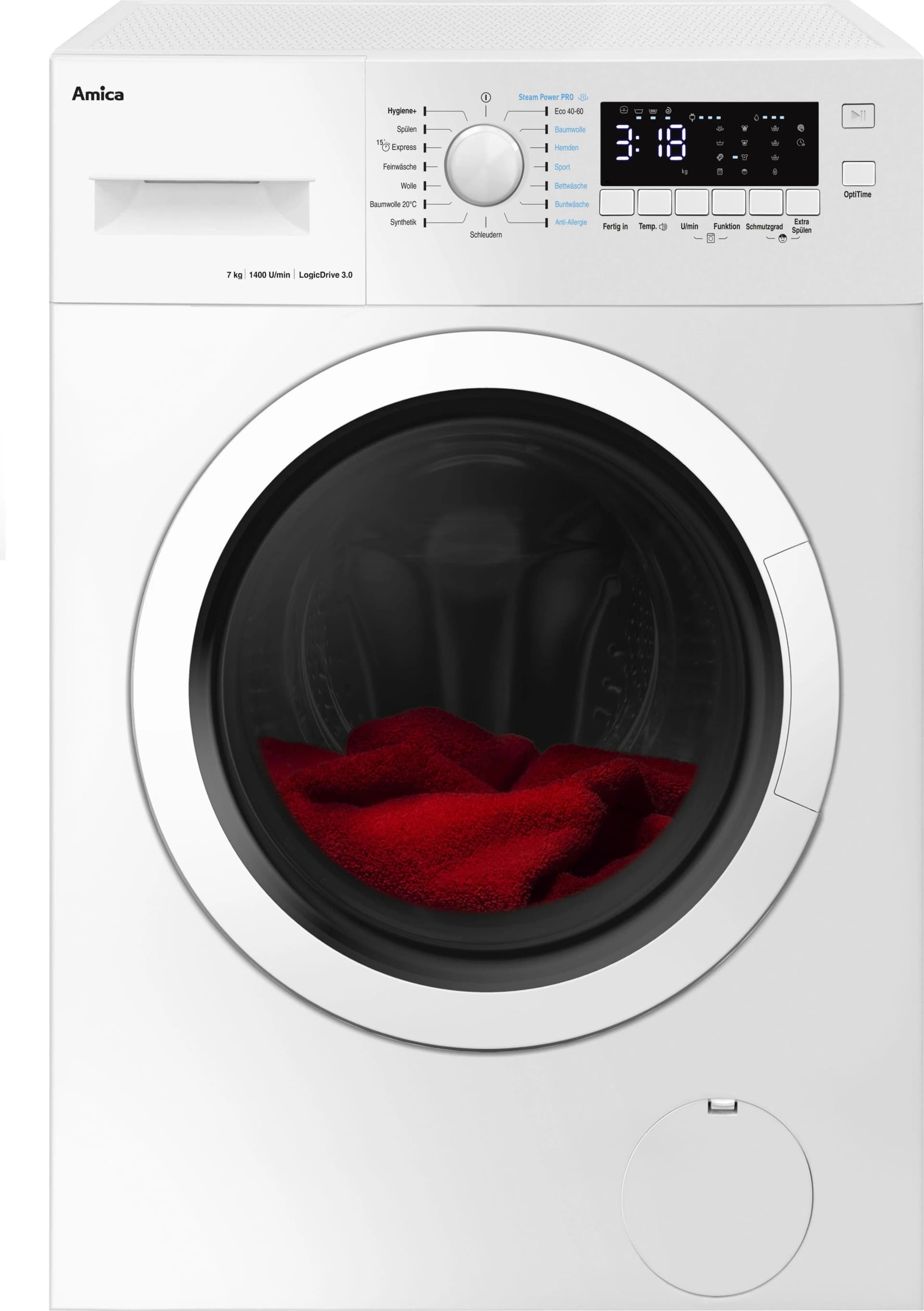 AMICA Waschmaschine WA 474 082 Frontlader 7 kg LED-Display