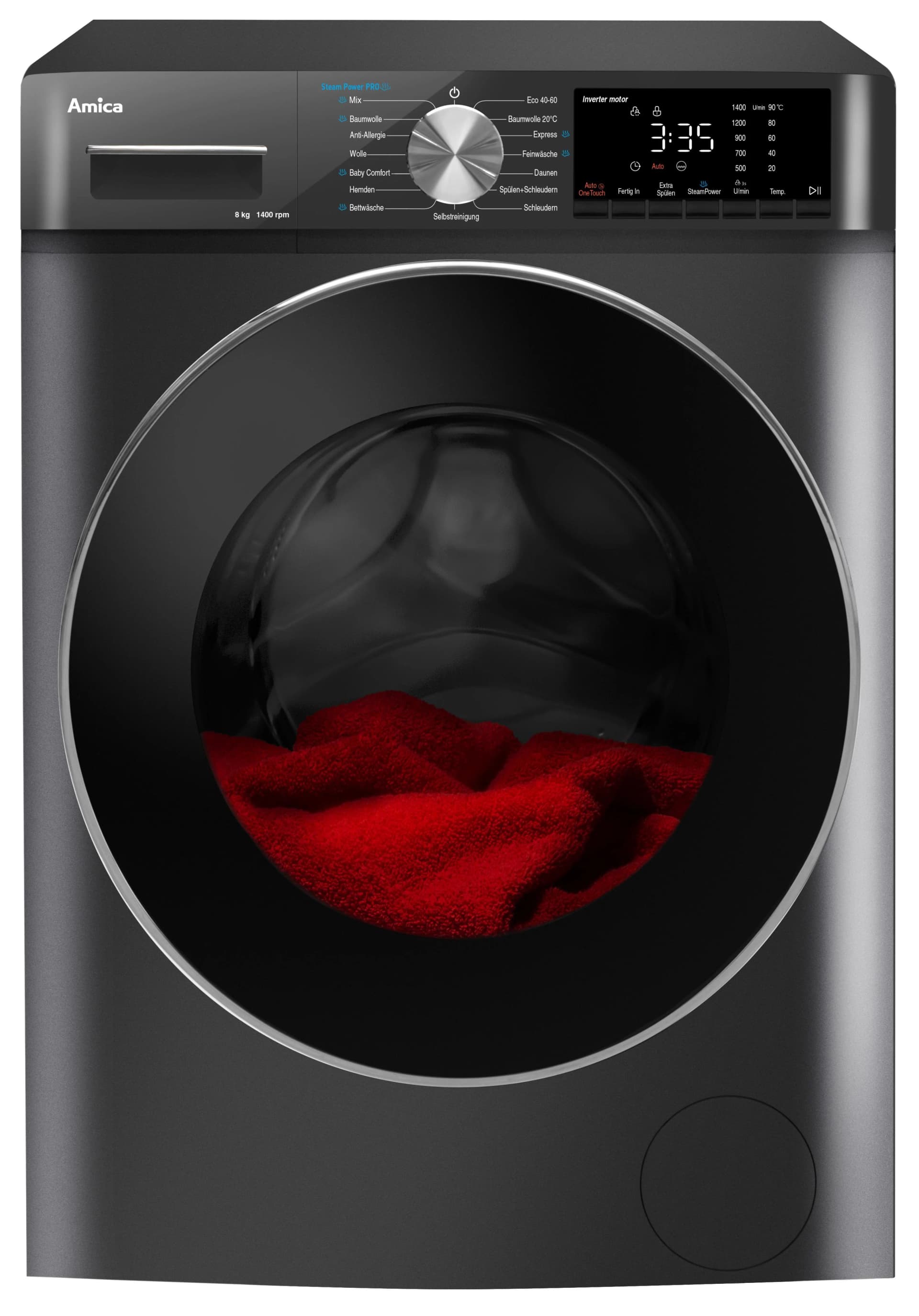Amica Waschmaschine WA 484 085 G Frontlader 8 kg LED-Display
