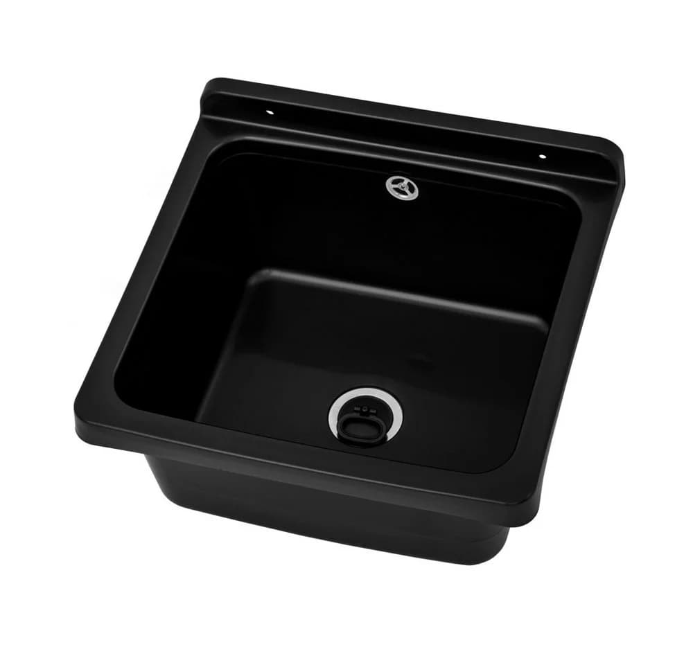 Lavre Waschbecken RIVA Kunststoff Spülbecken Ausgussbecken Schwarz - Bild 2