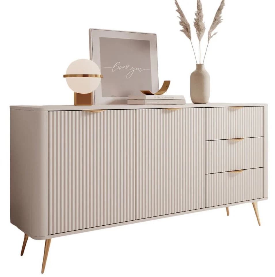Compleo Kommode BELLO mit 3 Schubladen und 2 Türen Beige - Bild 2