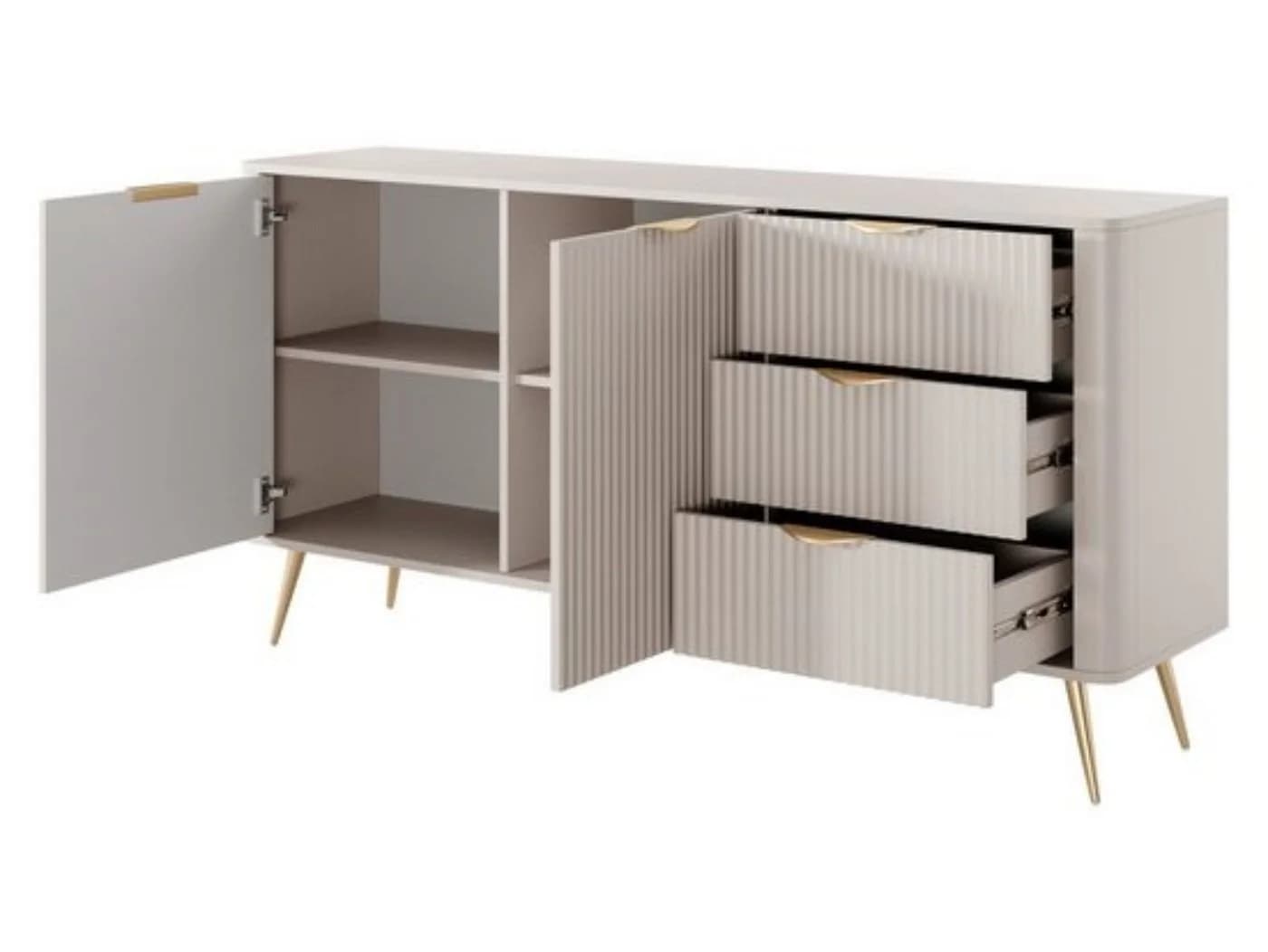 Compleo Kommode BELLO mit 3 Schubladen und 2 Türen Beige - Bild 4