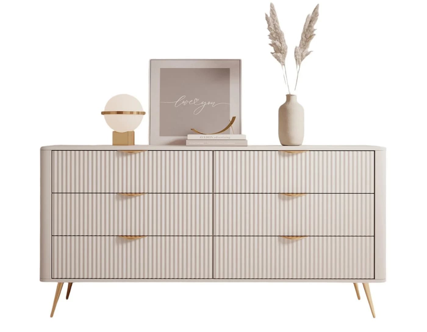 Compleo Schubkastenkommode 6 Schubladen Beige Glamour-Design - Bild 2