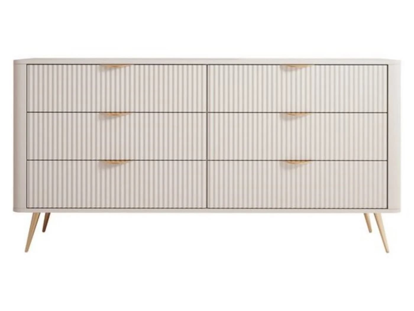Compleo Schubkastenkommode 6 Schubladen Beige Glamour-Design - Bild 3
