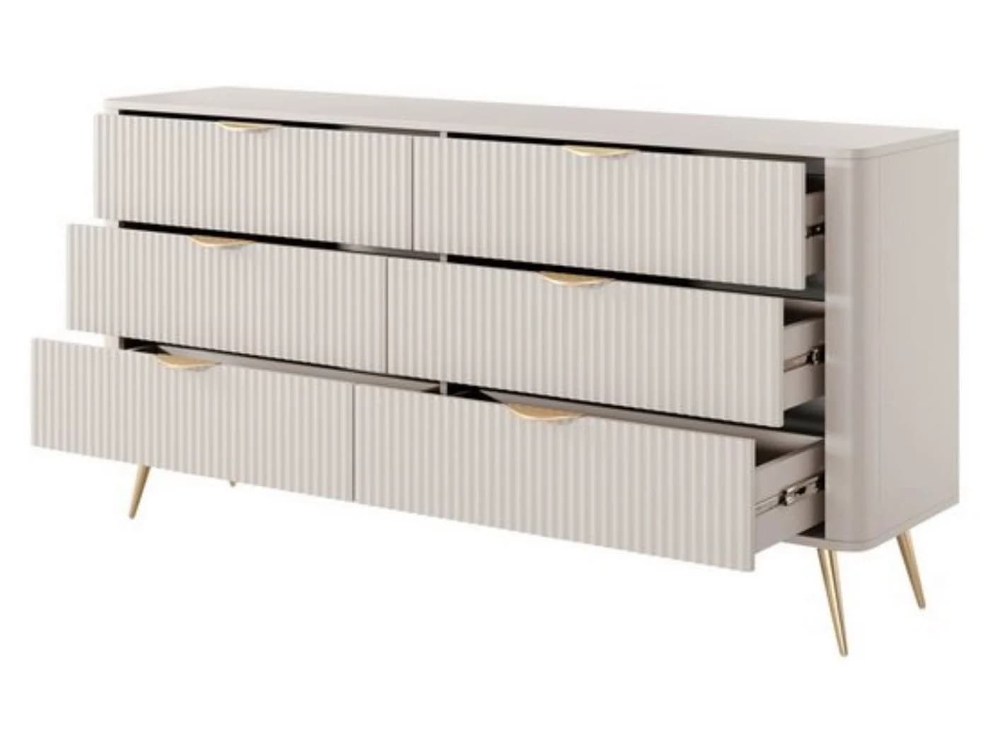 Compleo Schubkastenkommode 6 Schubladen Beige Glamour-Design - Bild 4