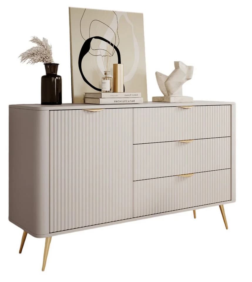 Compleo Kommode Modern Beige mit Schubladen und Drehtür - Bild 2