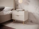 Compleo Nachttisch BELLO Lamellen Beige 2 Schubladen Bild 1