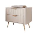 Compleo Nachttisch BELLO Lamellen Beige 2 Schubladen Bild 2