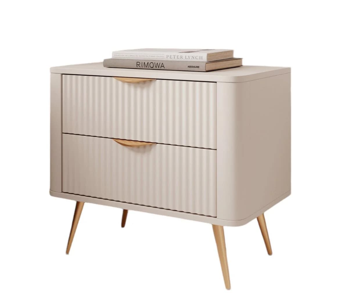 Compleo Nachttisch BELLO Lamellen Beige 2 Schubladen - Bild 2