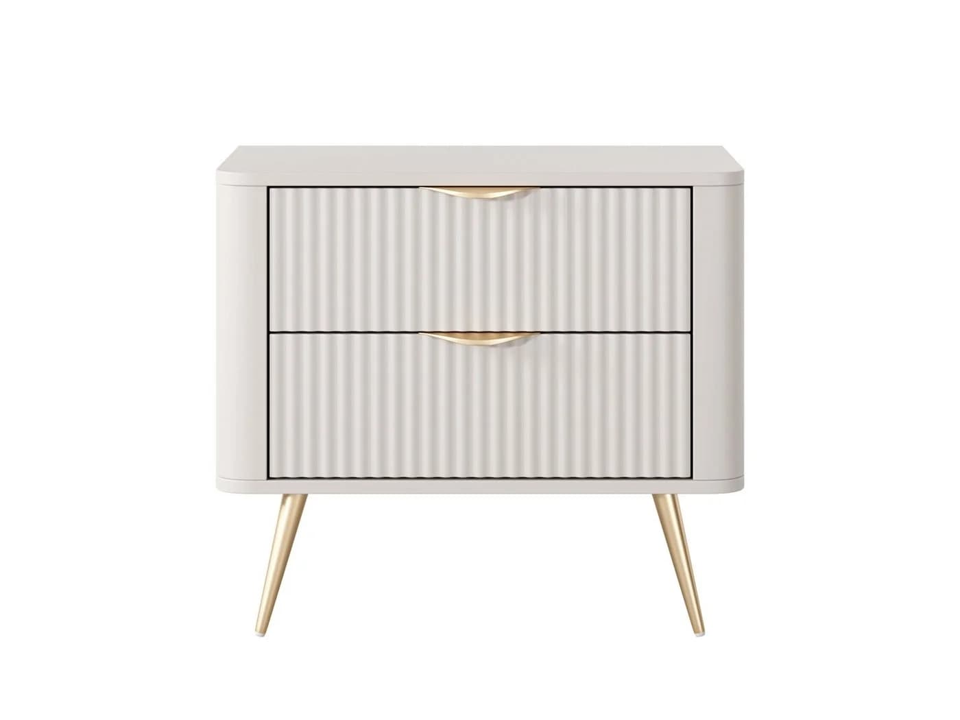 Compleo Nachttisch BELLO Lamellen Beige 2 Schubladen - Bild 3