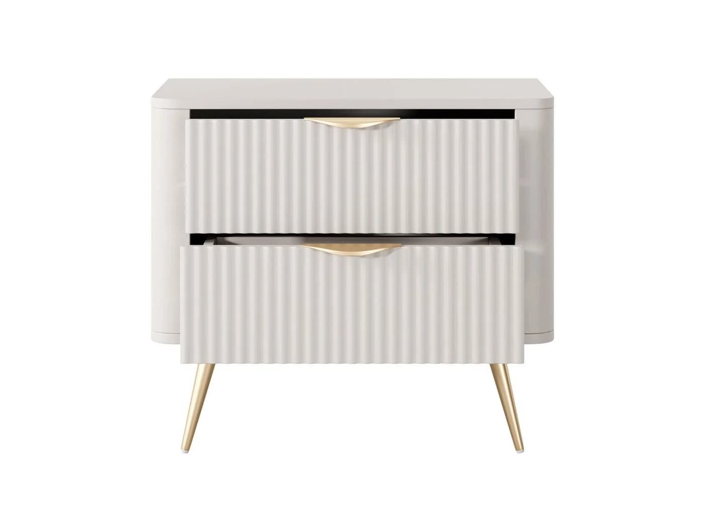 Compleo Nachttisch BELLO Lamellen Beige 2 Schubladen - Bild 5