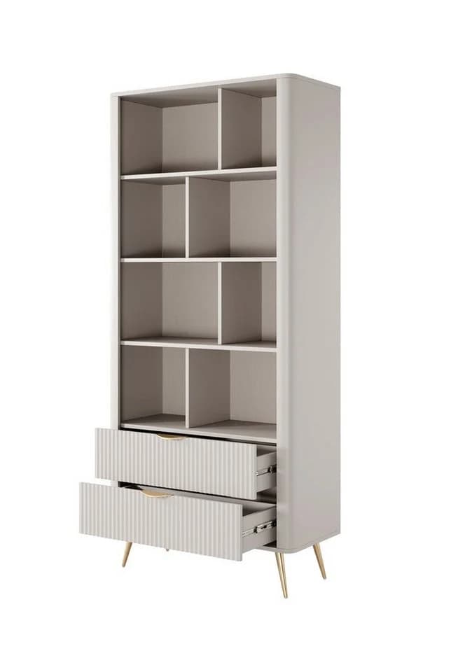 Compleo Bücherregal BELLO Beige Glamour-Stil mit Schubladen - Bild 3