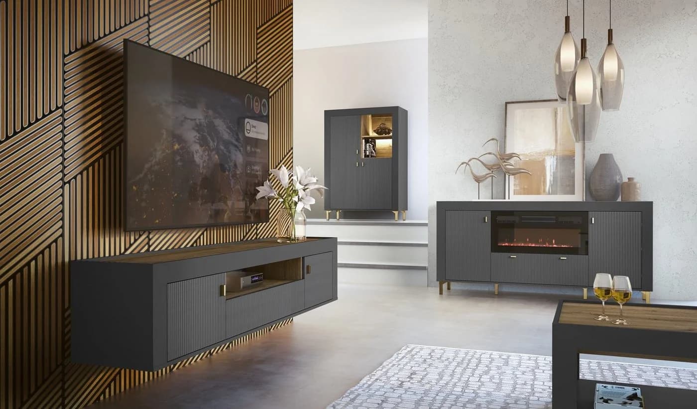 Compleo Kommode mit elektrischem Kamin und LED-Beleuchtung Modern - Bild 4