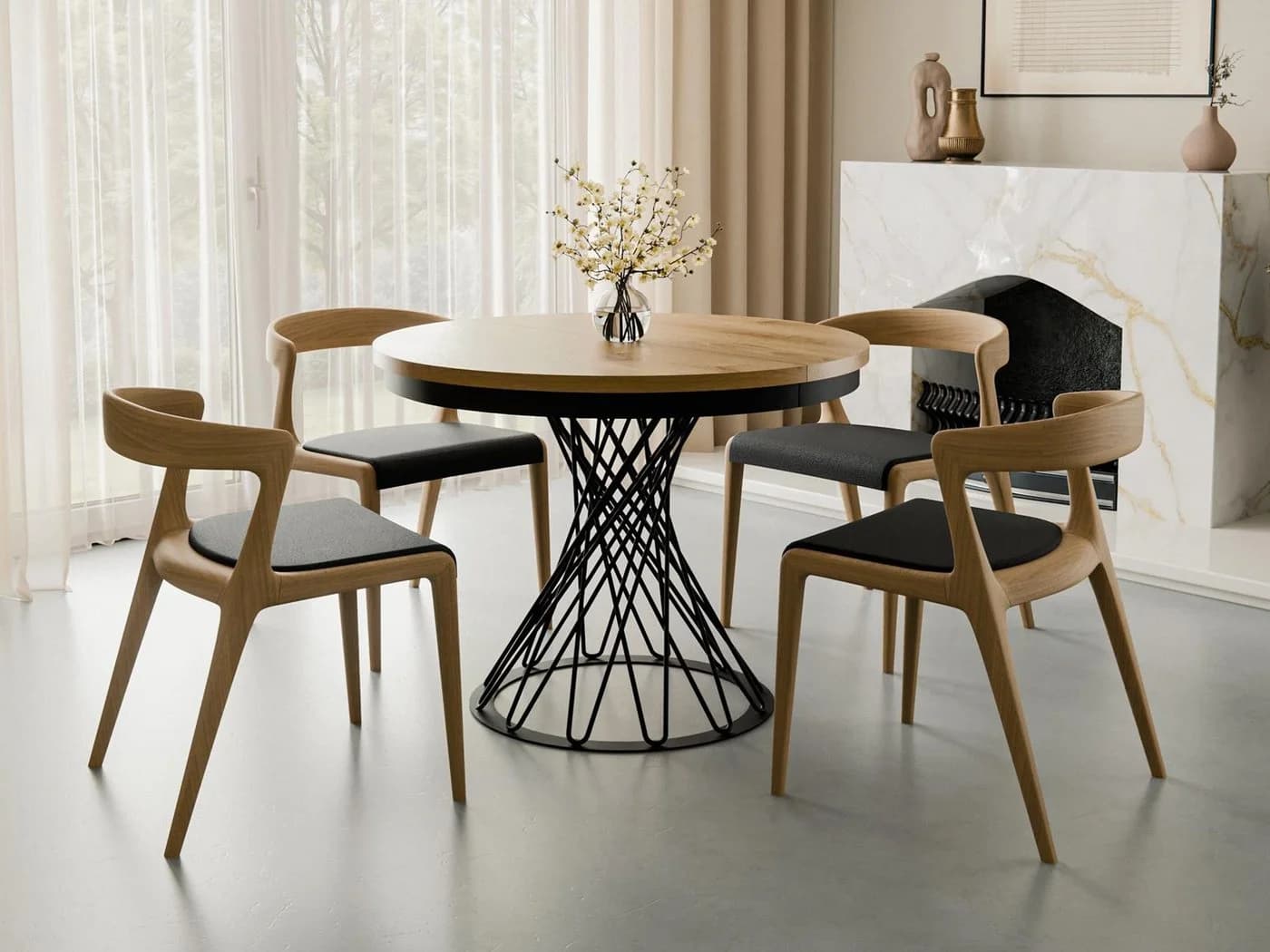 Compleo Esstisch Runder Ausziehtisch Loft Stil Eiche Craft - Bild 2