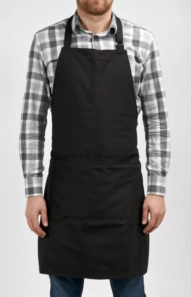 TRIZERATOP Grillschürze aus Baumwolle mit 3 Taschen, Schwarz - Bild 2