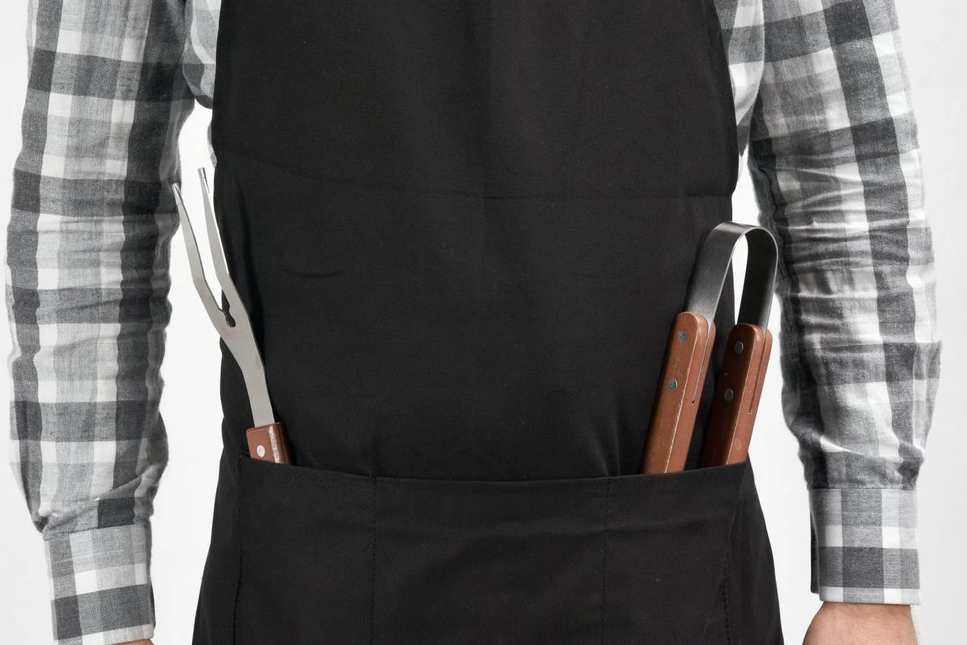 TRIZERATOP Grillschürze aus Baumwolle mit 3 Taschen, Schwarz - Bild 4